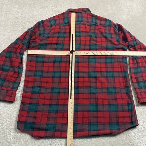 VTG L.L.Bean Shirt Mens L Green Black Plaid Flannel Button Down 90s Mountain - Picture 3 of 6